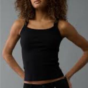 American Eagle Favorite Ribbed Tank Top Black Size Medium